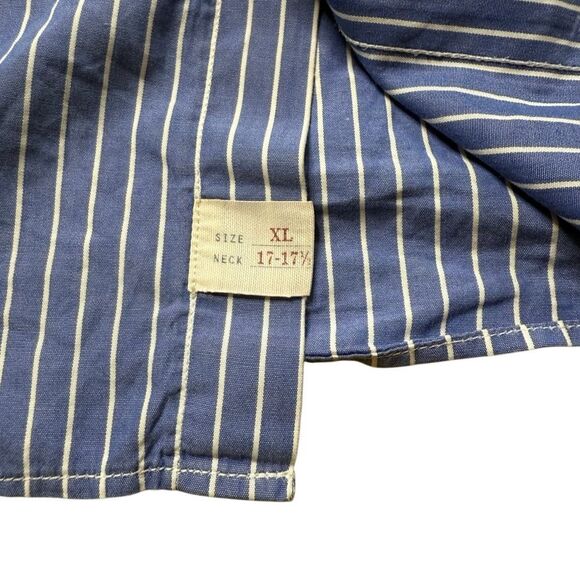 J Crew Men’s Blue Striped Cotton Poplin Button Down XL 17 - 17.5 - Picture 3 of 6